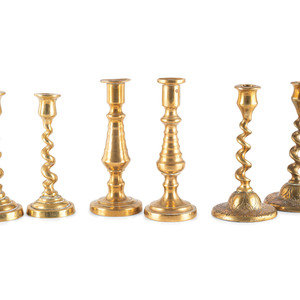 Three Pairs of Brass Tapersticks