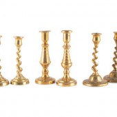 Three Pairs of Brass Taperstic