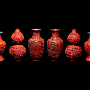 Three Pairs of Cinnabar Lacquer