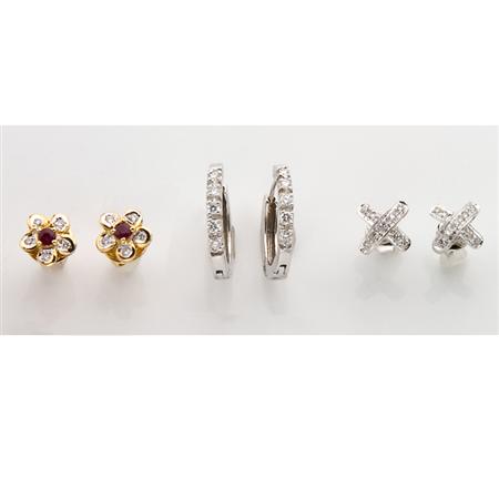 Three Pairs of Diamond and Ruby