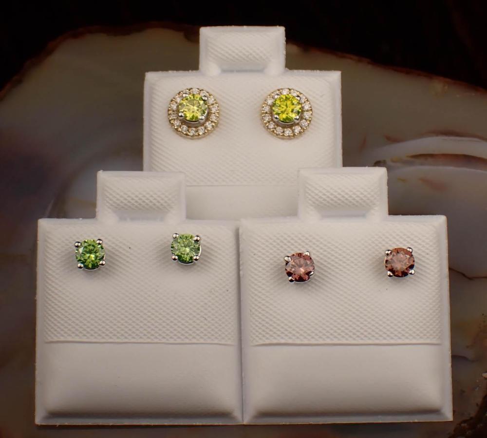 THREE PAIRS OF DIAMOND EAR