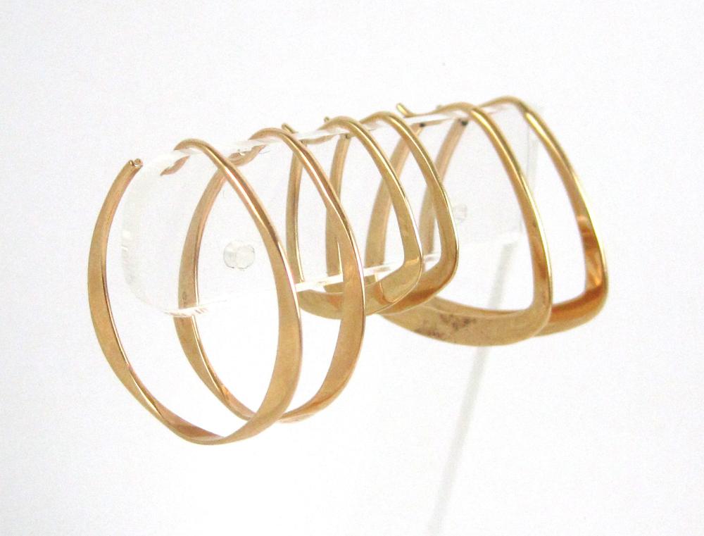 THREE PAIRS OF ED LEVIN YELLOW GOLD