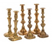 THREE PAIRS OF ENGLISH BRASS C