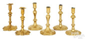 THREE PAIRS OF ENGLISH BRASS C