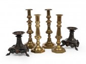 THREE PAIRS OF ENGLISH CANDLES