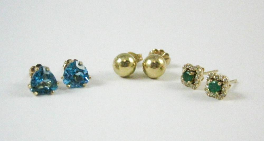 THREE PAIRS OF FOURTEEN KARAT