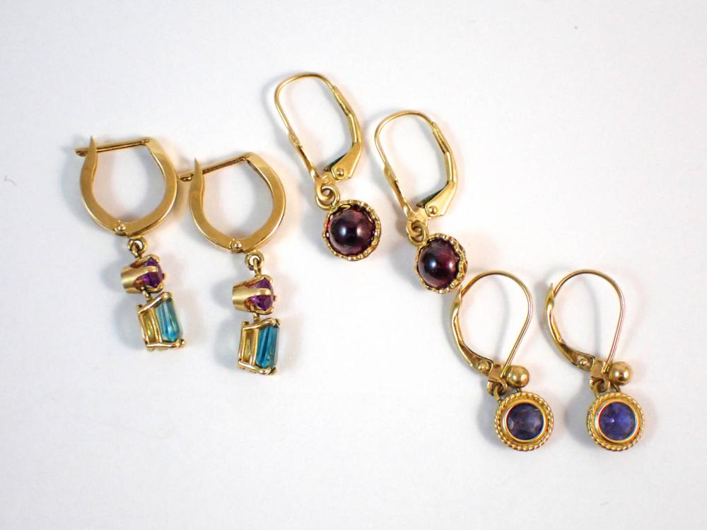 THREE PAIRS OF FOURTEEN KARAT