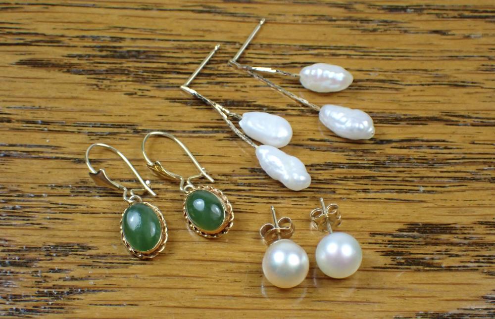 THREE PAIRS OF FOURTEEN KARAT