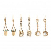 THREE PAIRS OF GEM-SET DANGLE