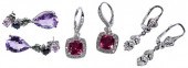 THREE PAIRS OF GEMSTONE AND DI