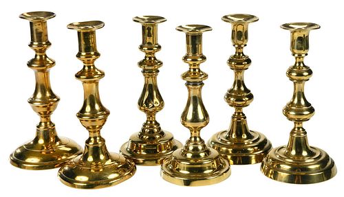 THREE PAIRS OF GEORGIAN BRASS