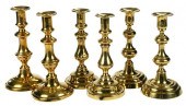 THREE PAIRS OF GEORGIAN BRASS