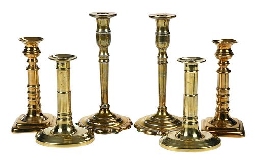 THREE PAIRS OF GEORGIAN BRASS