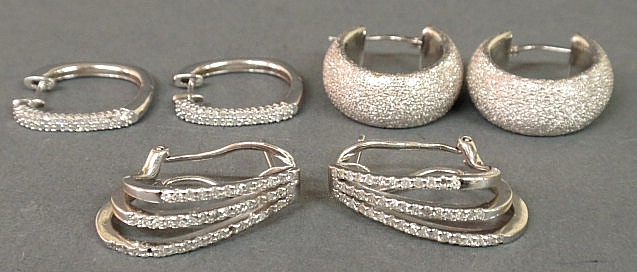 Three pairs of gold earrings- a 14k