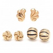 THREE PAIRS OF GOLD EARRINGS T