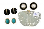 THREE PAIRS OF GOLD MOUNTED CL