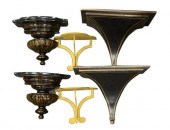THREE PAIRS OF PAINTED WOOD BR