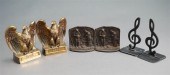 THREE PAIRS OF PATINATED METAL
