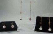 THREE PAIRS OF PEARL AND EIGHT