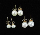 THREE PAIRS OF PEARL AND YELLO