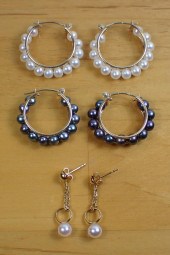 THREE PAIRS OF PEARL AND YELLO