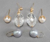 THREE PAIRS OF PIERCED EARRING