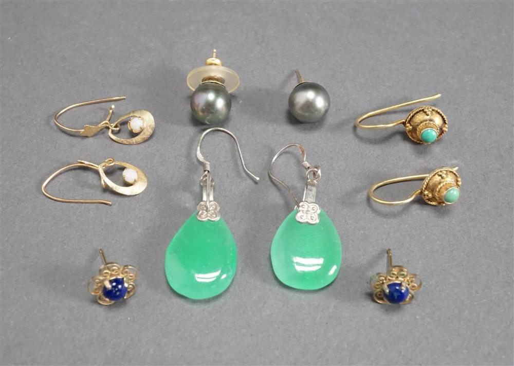 THREE PAIRS OF SILVER EARRINGS; A