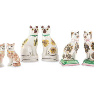 Three Pairs of Staffordshire Glazed