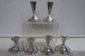 THREE PAIRS OF STERLING CANDLE