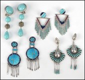 THREE PAIRS OF STERLING SILVER