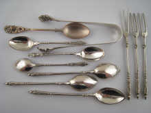 Three pairs of sweetmeat spoons and
