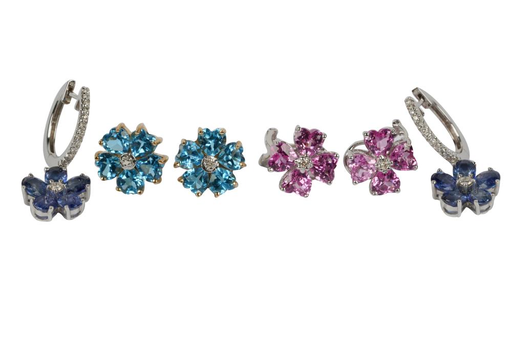 THREE PAIRS OF WHITE GOLD, DIAMOND,
