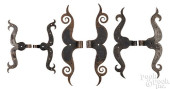 THREE PAIRS OF WROUGHT IRON RA
