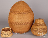 THREE PAIUTE INDIAN BASKETS<br