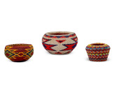 THREE PAIUTE POLYCHROME BEADED