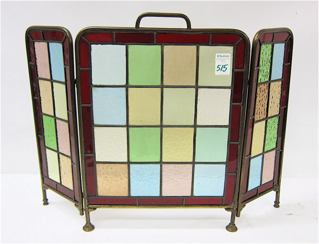 THREE-PANEL BRASS AND LEADED