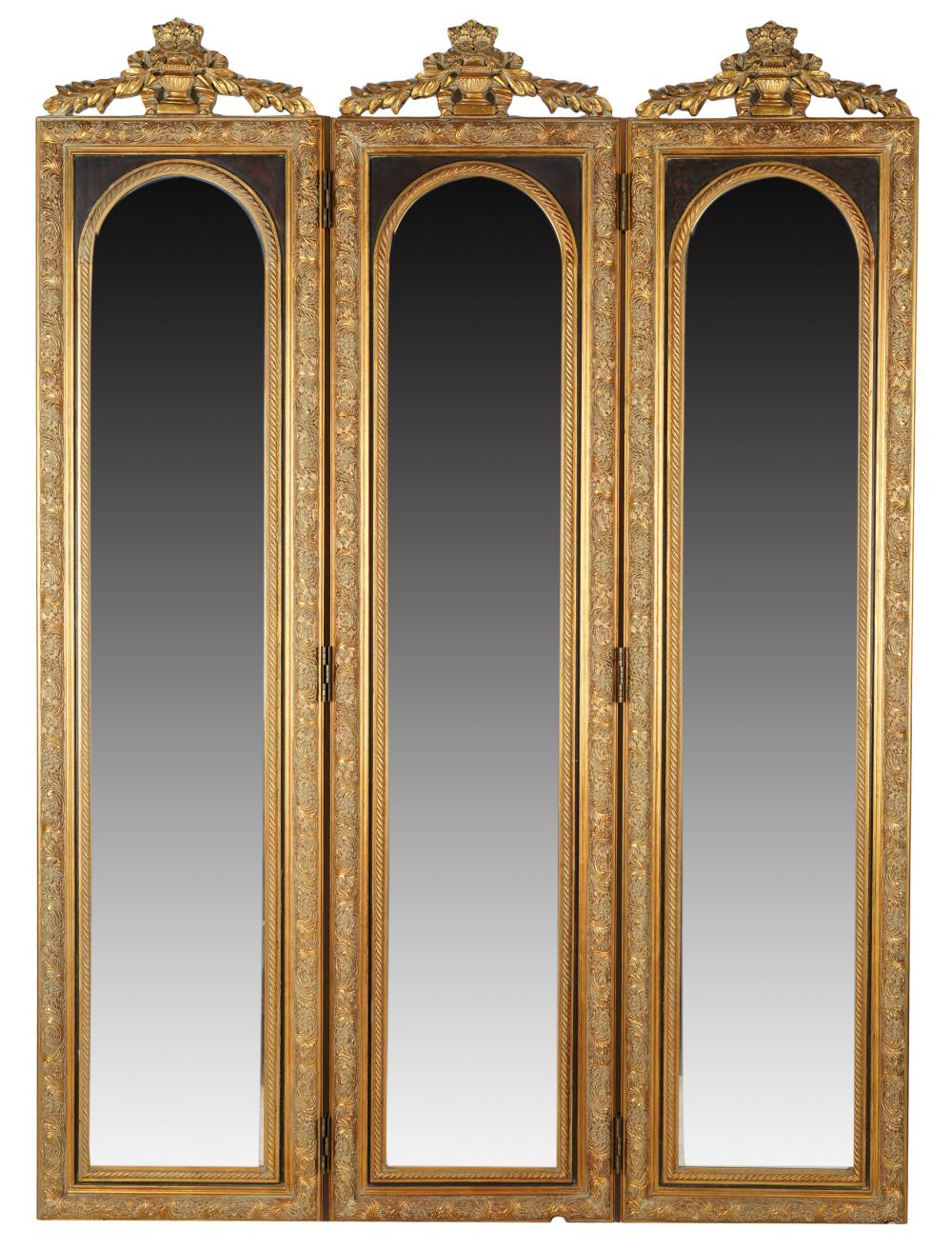 THREE-PANEL MIRROR SCREENeach