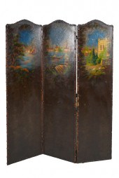 THREE PANEL PAINTED LEATHER SC