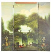 Three Panel Painted Screen20th