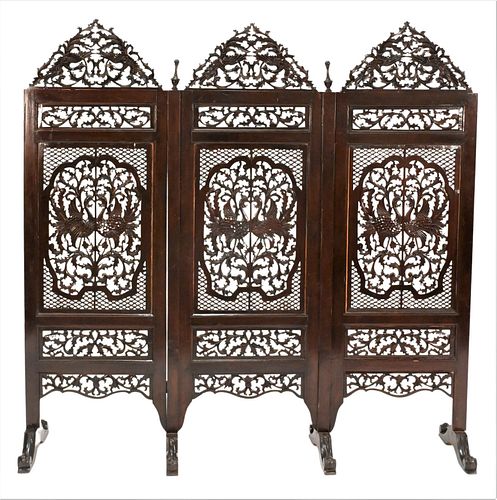 THREE PANEL PIERCE CARVED