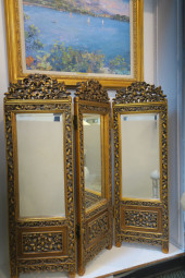 THREE PANELED BEVELED MIRROR F