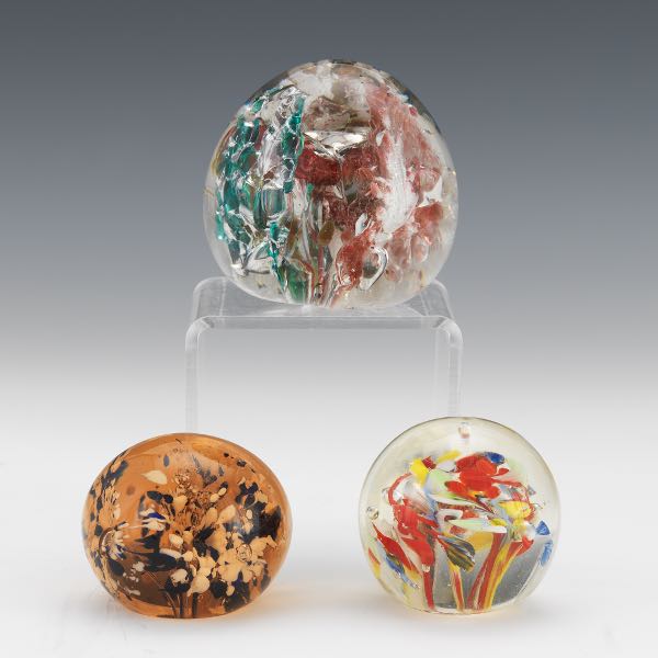THREE PAPERWEIGHTS  One large one