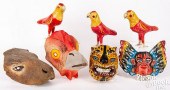 THREE PAPIER-MâCHé PARROTSThre