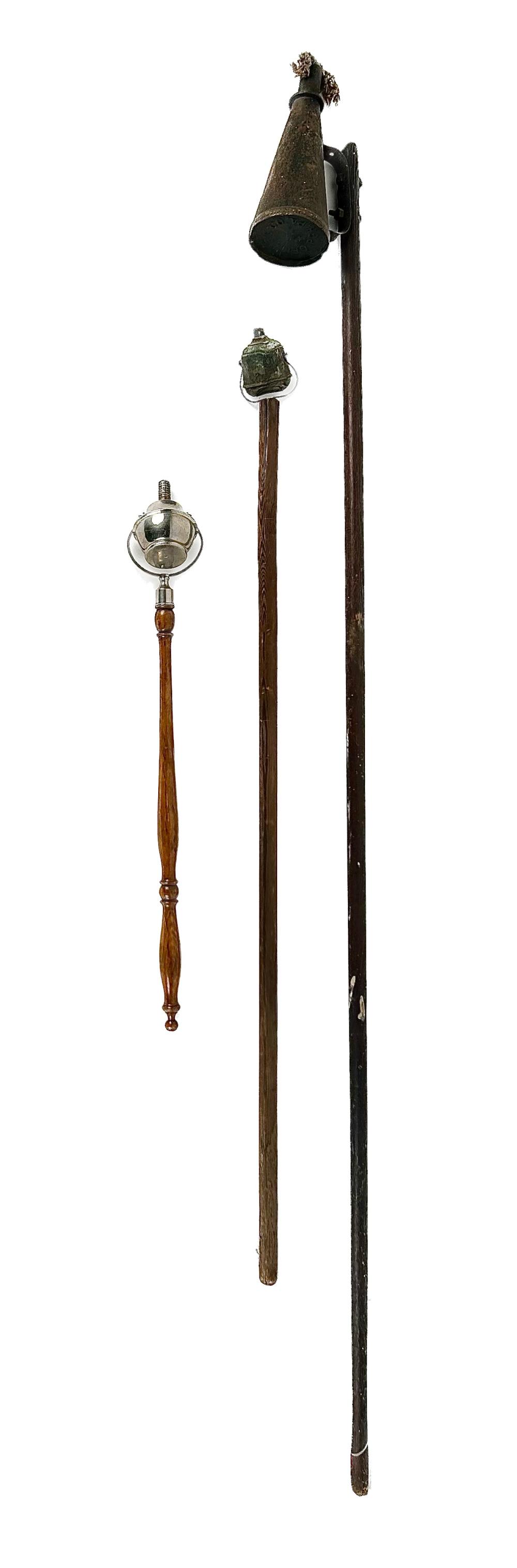 THREE PARADE TORCHES 19TH CENTURY
