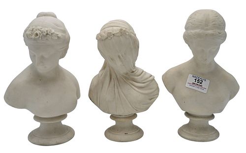 THREE PARIAN PORCELAIN BUSTS, TO