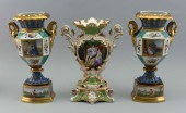 THREE PARIS PORCELAIN MANTEL G