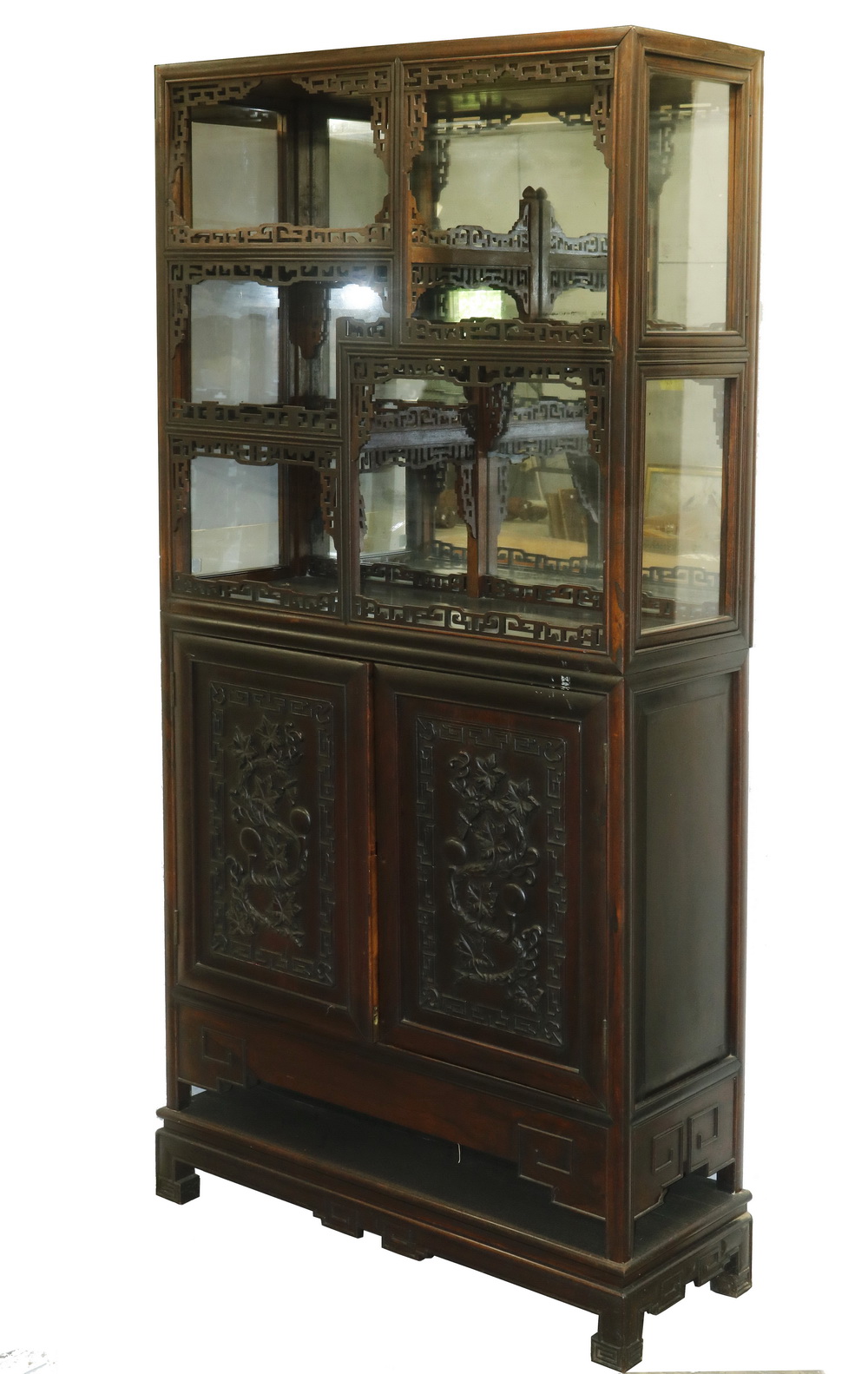 THREE-PART CARVED ROSEWOOD