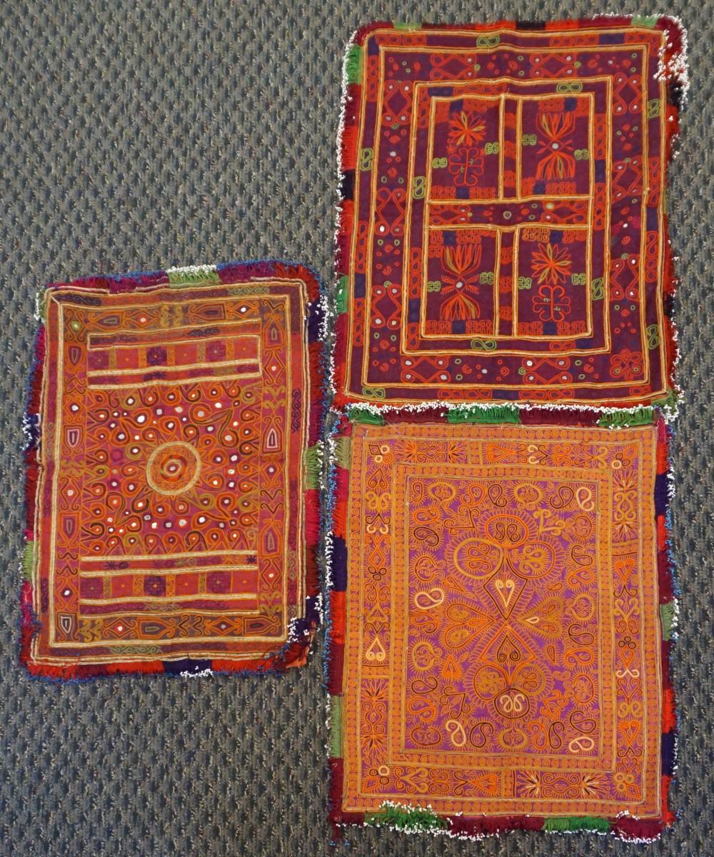 THREE PASHTON EMBROIDERED SILK