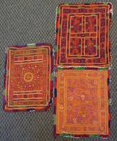 THREE PASHTON EMBROIDERED SILK