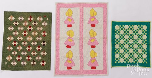 THREE PATCHWORK CRIB QUILTS, 20TH